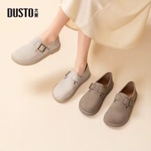 女鞋 2025春季 新款 大东勃肯鞋 休闲圆头方扣魔术贴平底单鞋