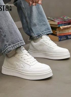 大东时尚休闲鞋男鞋24秋季新款简约拼接平底低跟系带圆头24Q2029