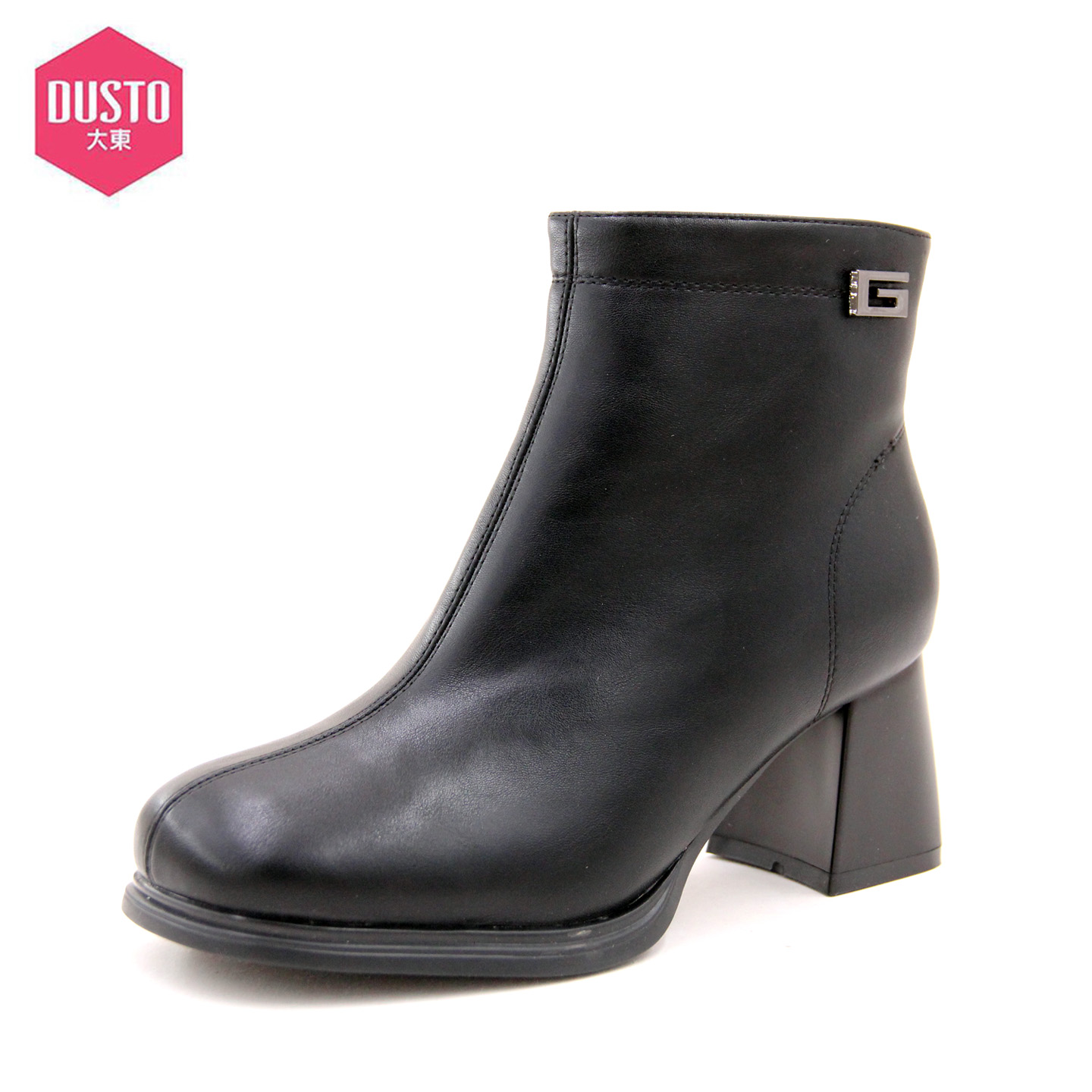 大东时装靴女2024冬季新款时尚气质休闲高跟粗跟圆头舒适加绒短靴