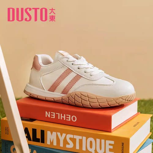 大东小白鞋23年秋季新款休闲圆头拼色系带低跟平底女鞋23Q1376