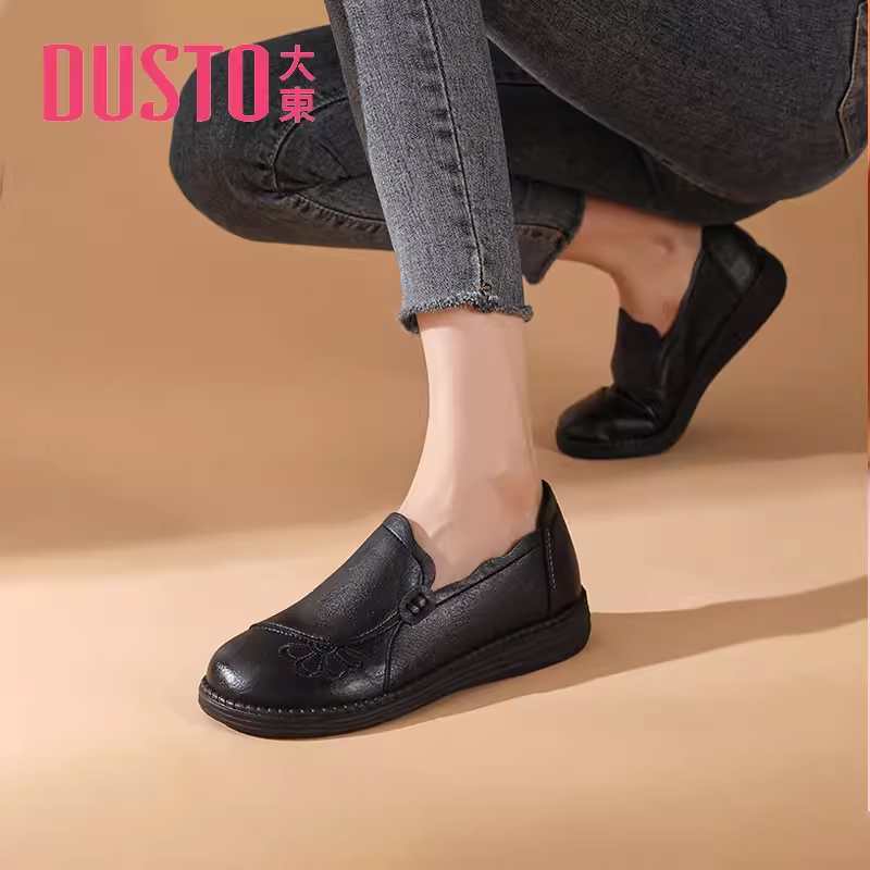 大东女鞋优雅气质单鞋春秋圆