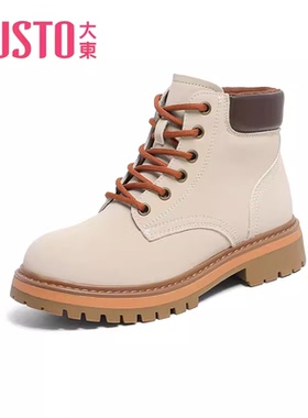 大东马丁靴23冬季新款韩版圆头系带户外靴中跟短靴女鞋23D1708