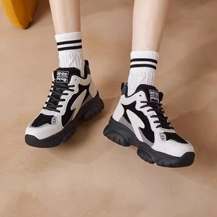 休闲中跟平底运动鞋 DUSTO大东老爹鞋 冬季 新款 23D1903 圆头系带女鞋