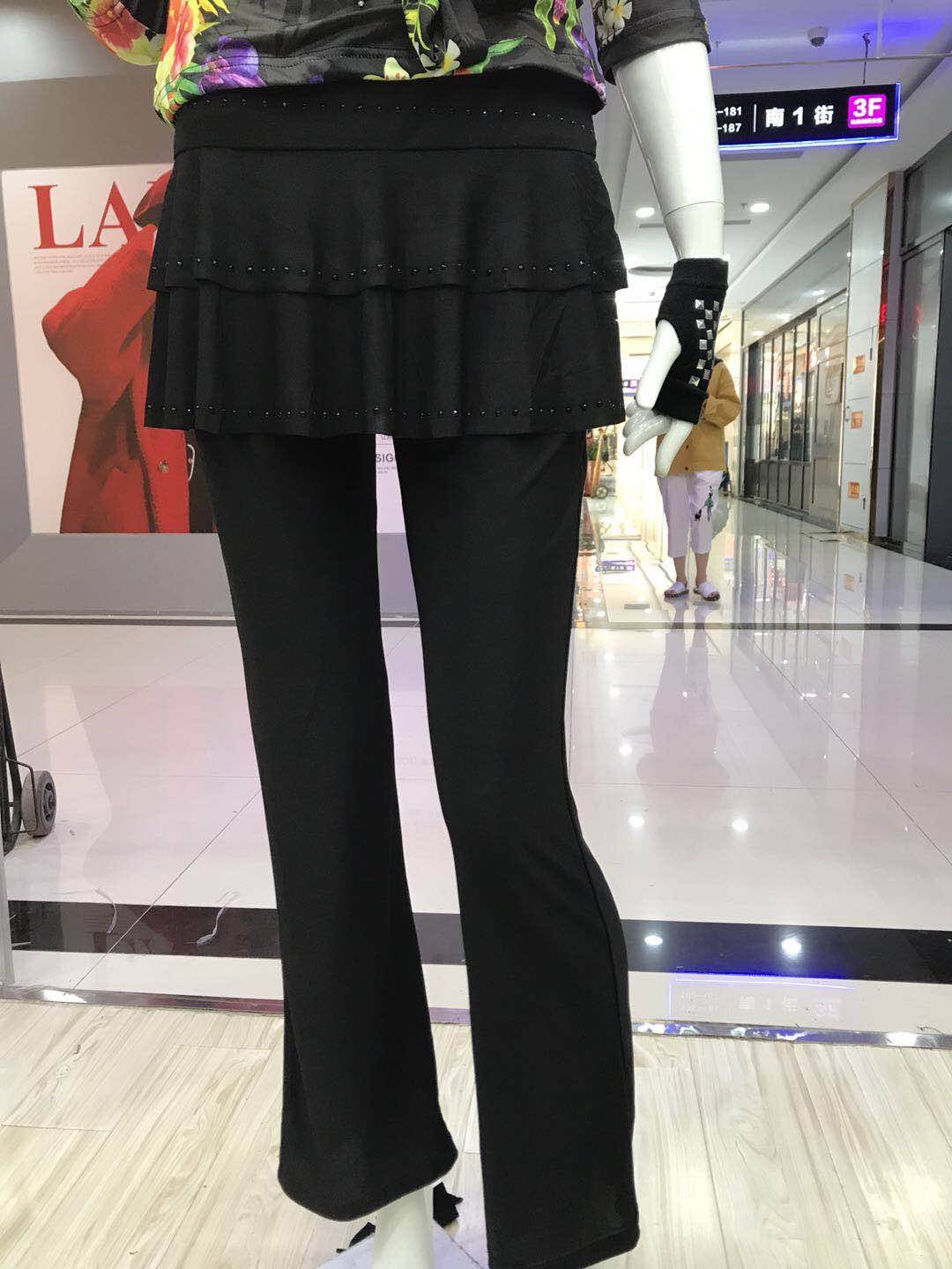 水兵舞服装女夏季杨不不果果镶钻长一体裙裤广场舞纯色表演舞蹈裤