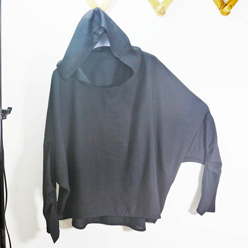 设计师款长袖蝙蝠衫连帽大版上衣