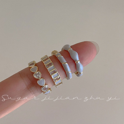 小众设计！法式滴釉爱心戒指