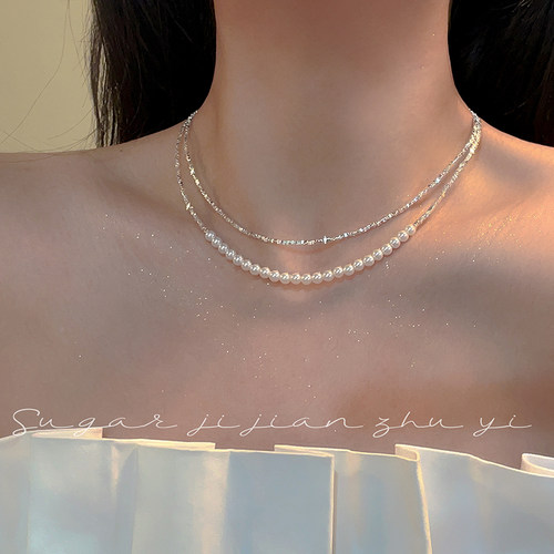 小众设计！碎银子素圈项链