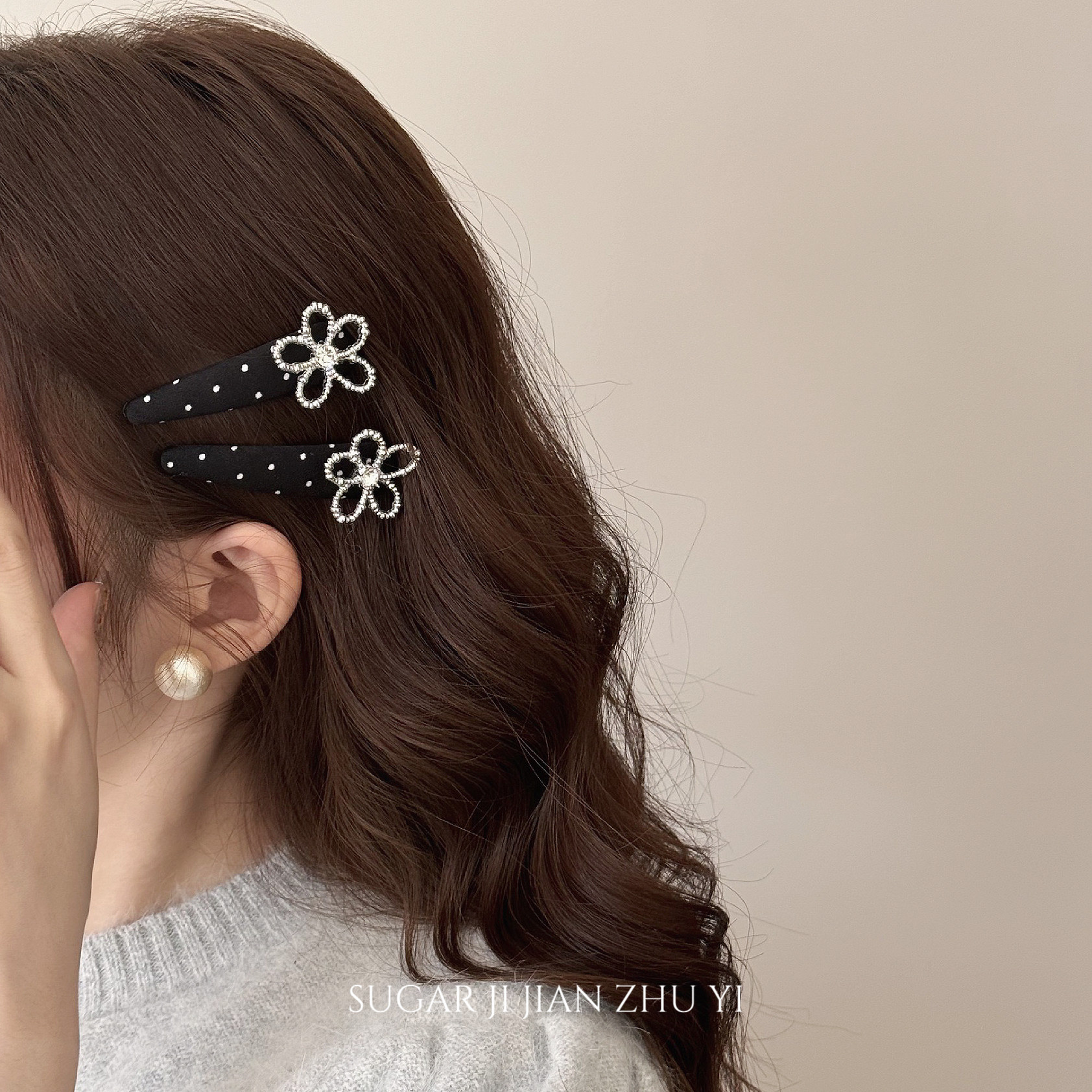 赫本千金风！闪钻珍珠花朵波点发夹女韩系少女洋气bb夹碎发刘海夹,饰品/流行首饰/时尚饰品新,发饰,淘宝优惠券,粉丝福利购,淘宝优惠卷