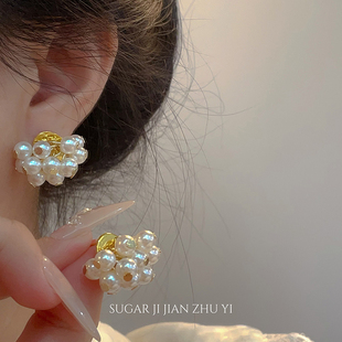 SUGAR 气质珍珠流苏耳钉轻奢高级感小众设计耳环女2025新款 爆款