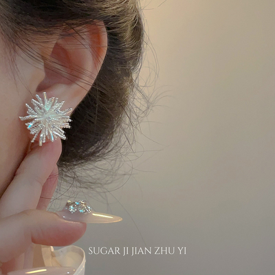 小众设计轻奢烟花锆石耳钉