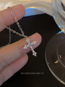 SUGAR 甜酷辣妹十字架叠戴项链女轻奢小众设计感百搭锁骨链配饰女