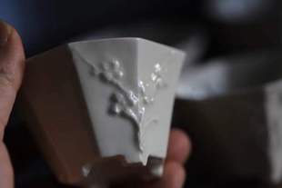 80年代仿明出口海外 梅花八方斗式杯 工夫茶杯 香炉酒杯多用老器