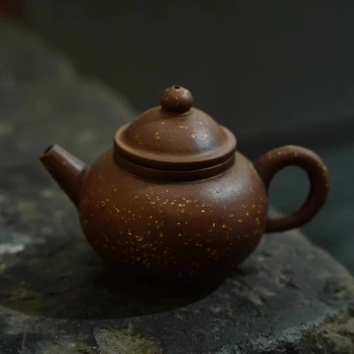 50年代日本回流紫砂原矿老紫泥全手工铺砂巨轮珠工夫泡茶小品100c