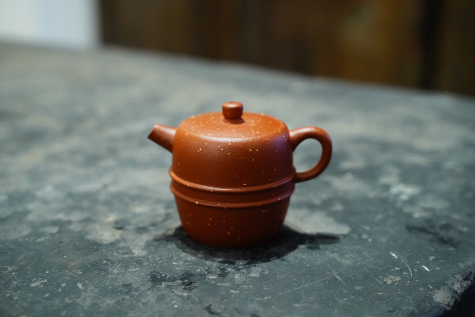 90年代台定紫砂壶 原矿老料朱泥调砂双线巨轮珠 工夫小品泡茶用具