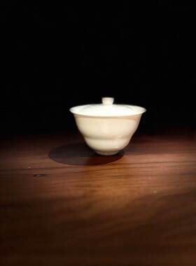 经典原矿高岭土德化白瓷葫芦形盖碗 专业茶人泡茶大美折腰二才碗