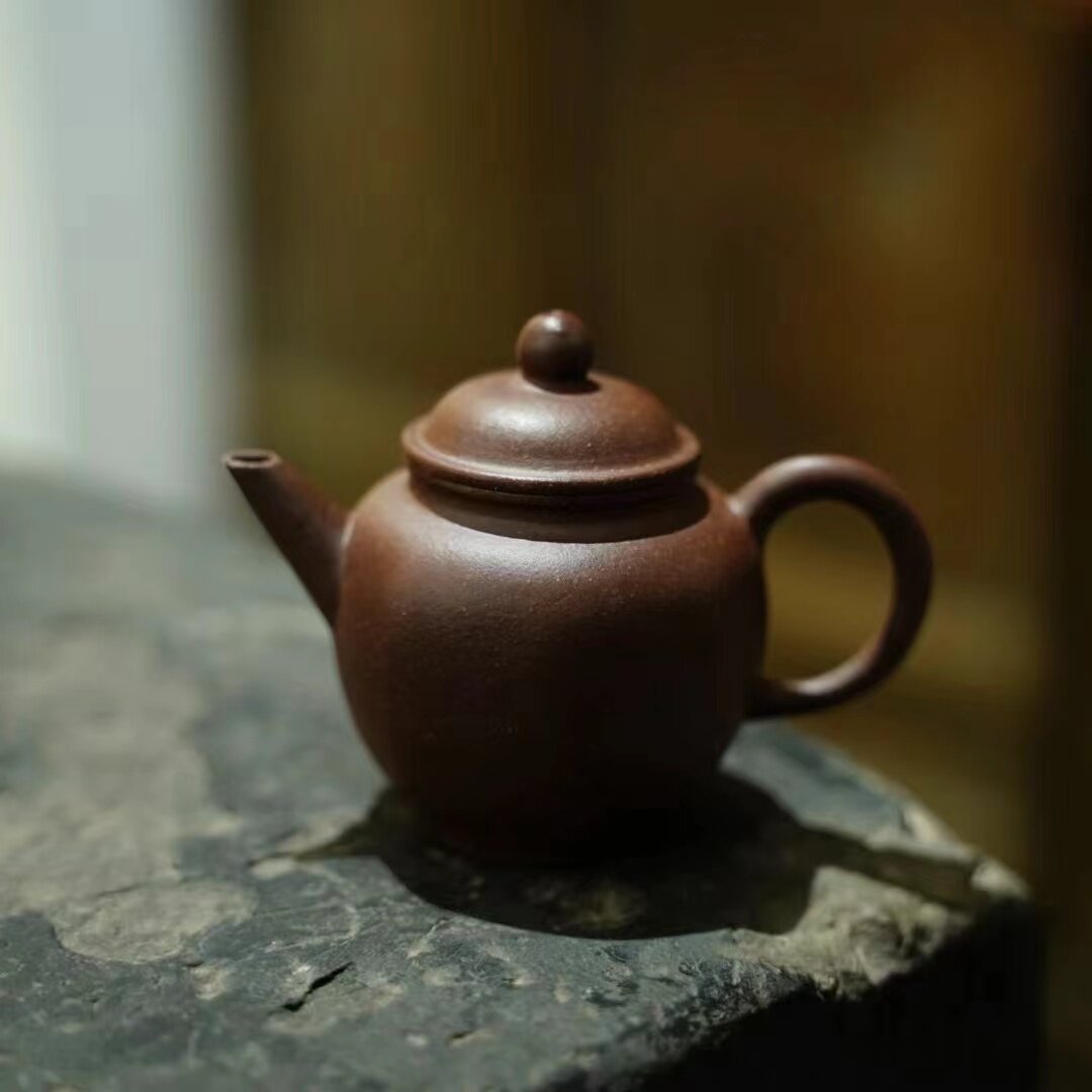 紫砂一厂90年代经典系列原矿老紫泥 八方平壶小品泡茶网孔出水80c