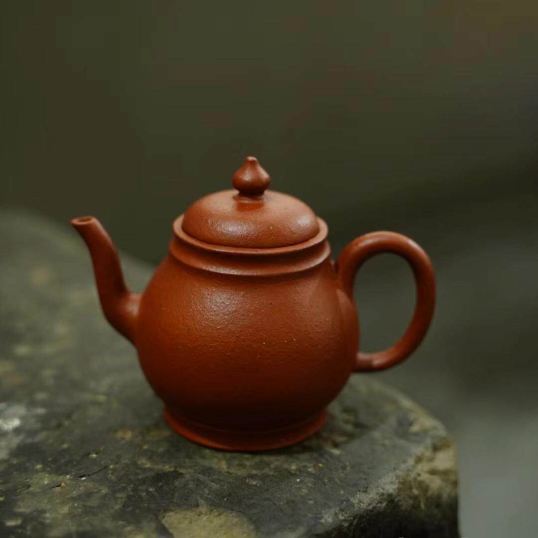 90年早期台湾回流粗砂大红袍泥少见宫灯壶工夫茶道孟臣诗句款110c