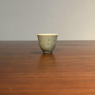 70年代出口海外龙泉青瓷粉青 经典款透光玲珑杯工夫茶小品茗杯25c