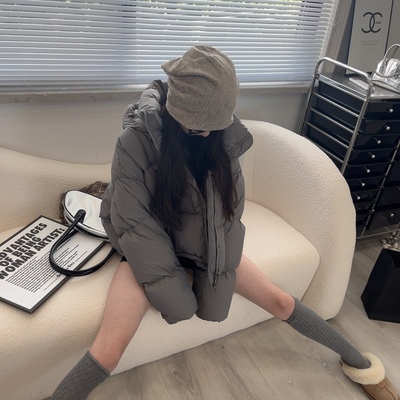 2024年冬季新款肯豆风羽绒服女超短款加厚连帽宽松面包服小个子潮