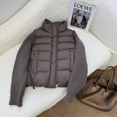 2025秋冬新款韩版90白鸭绒针织拼接短款立领羽绒服女显瘦高端外套