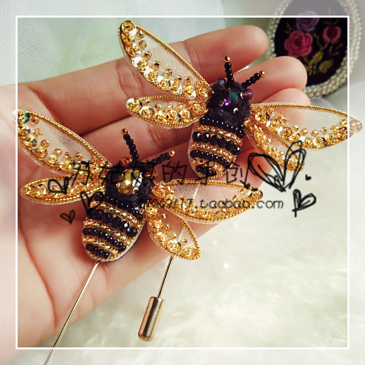 法式珠片刺绣材料包立体昆虫珠绣小蜜蜂手针刺绣材料包视频教学