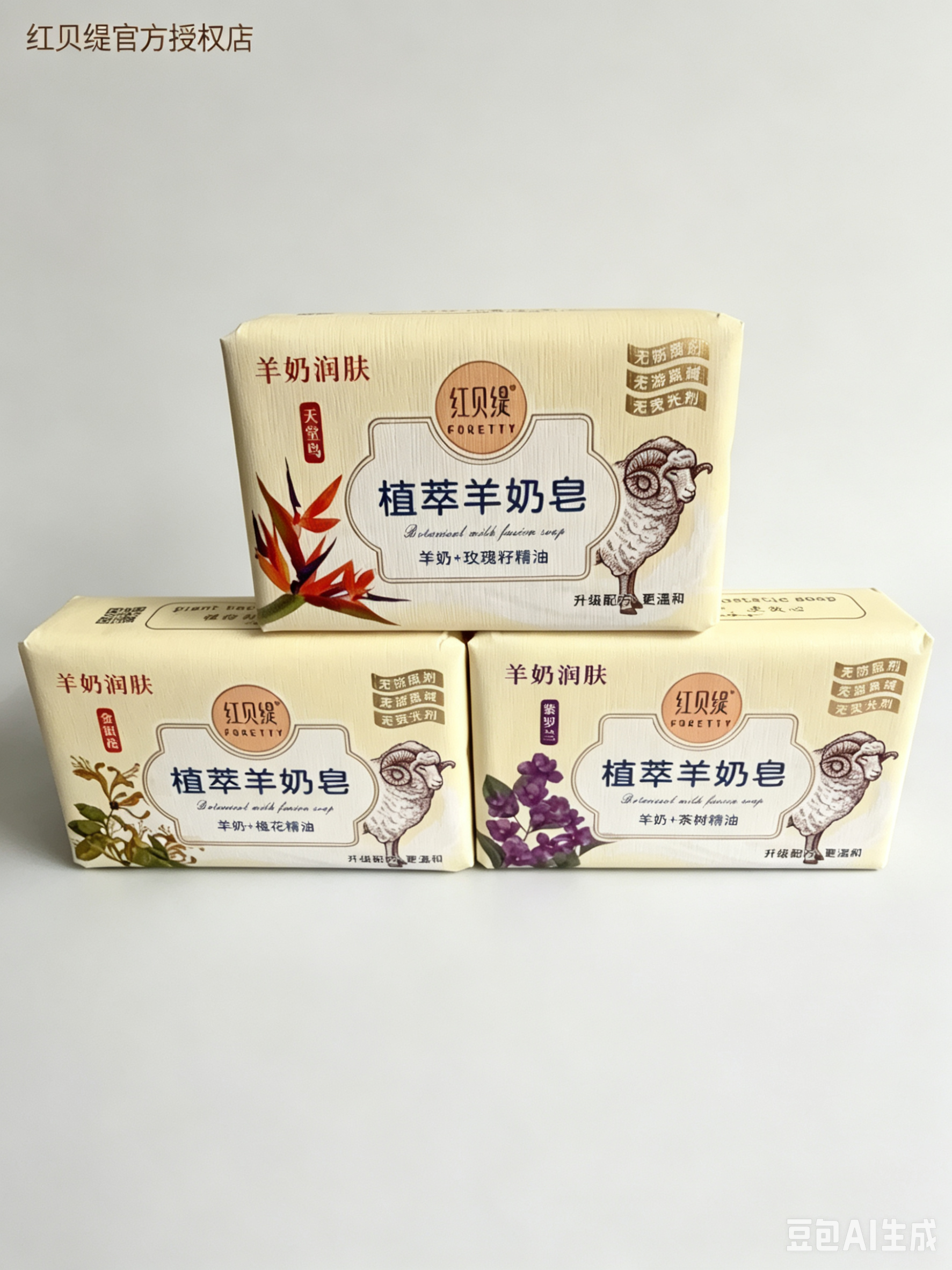 红贝缇植萃羊奶皂沐浴洗脸保湿润肤清洁香皂200g
