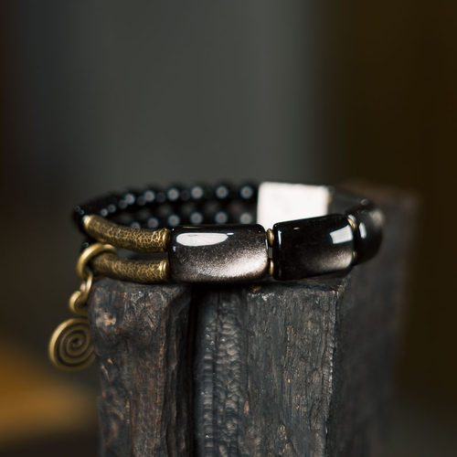 个性颗颗闪耀银曜石手串手饰品