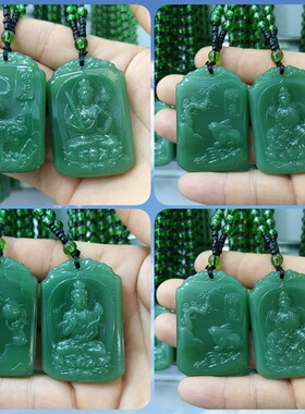 新款双面雕刻十二生肖项链毛衣链背面八大守护神吊坠挂件厂家批发