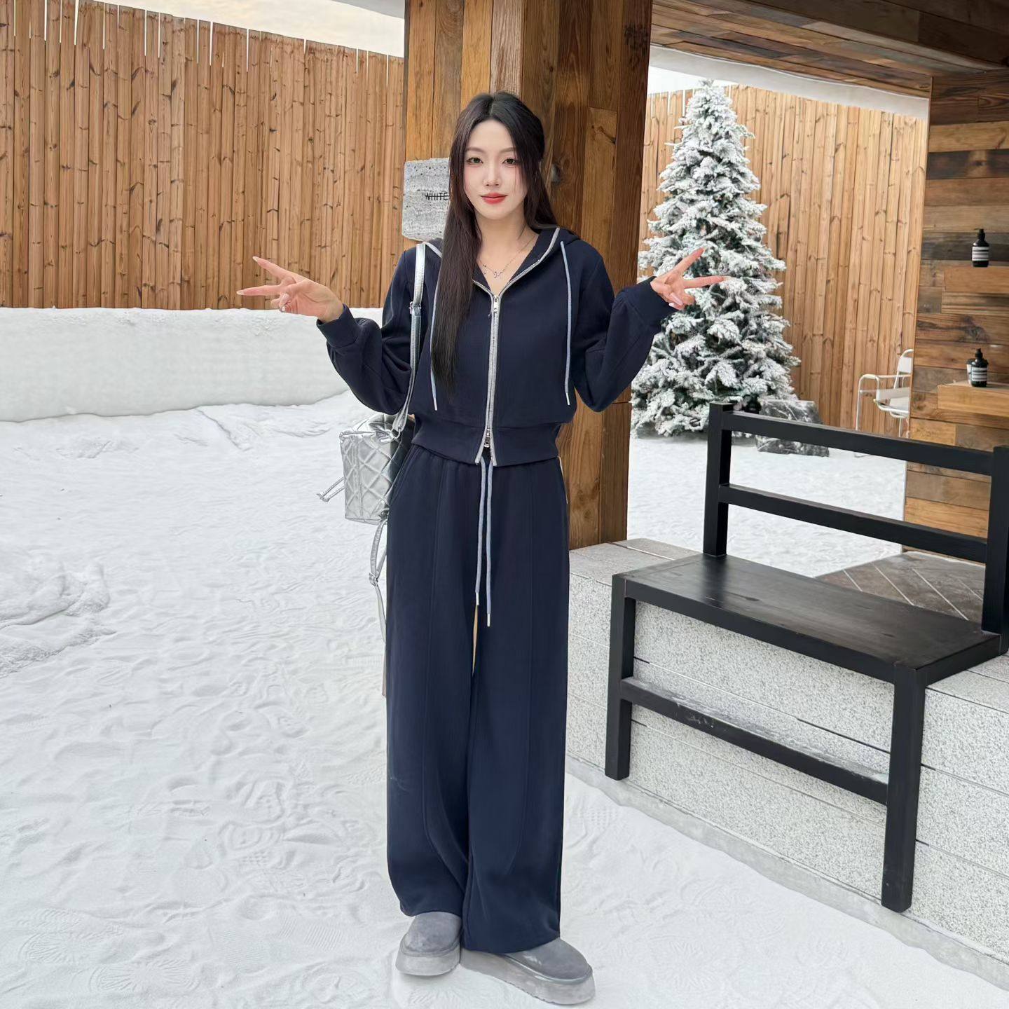 victory2韩版时尚套装女冬季新款撞色连帽外套+长裤小众两件套厚,女装/女士精品,时尚套装,淘宝优惠券,粉丝福利购,淘宝优惠卷