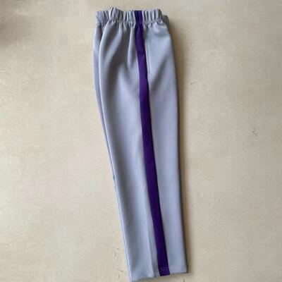 定做中小学生校服裤子南韩丝滑料灰色休闲运动裤拼接紫杠直筒裤