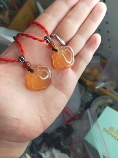 青鱼石鱼惊石如意锁吊坠手链婴儿百日礼成人本命年红绳纯手工定制