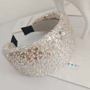 新品原创手作     亮片高颅顶发箍高级感洋气时尚头箍