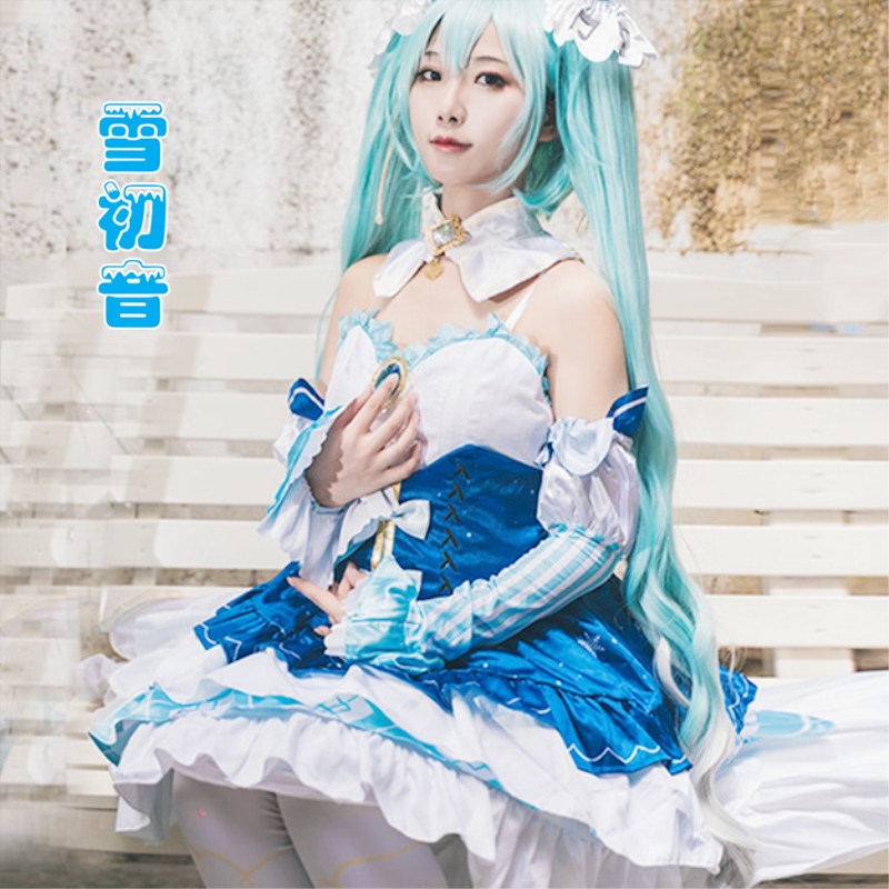 初音cos服未来雪初音cosplay假发2019miku姬v家雪公主