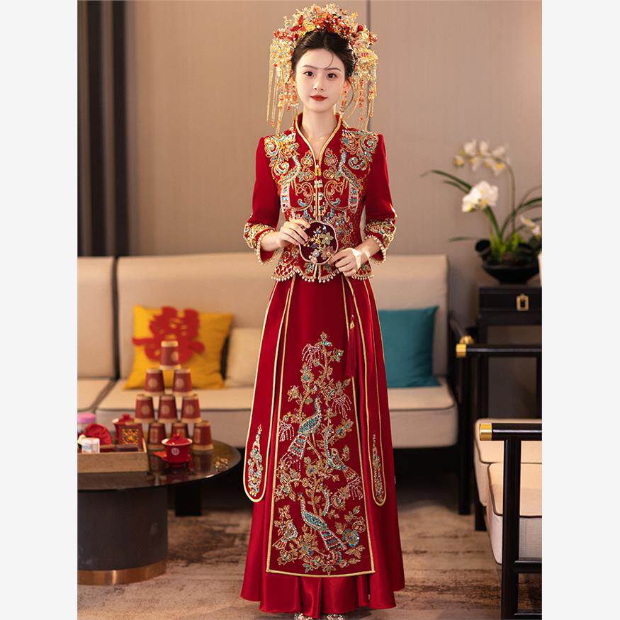 2024新款冬季秀禾服结婚中式新娘服高级新式婚服龙凤褂秀和服冬季