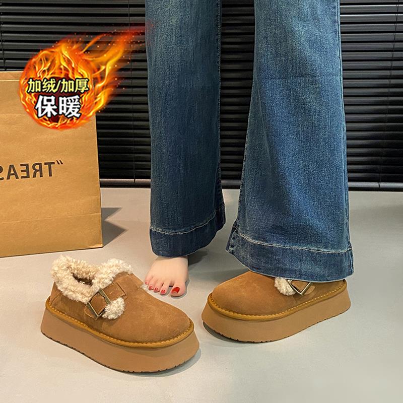 专柜款厚底加绒勃肯鞋女冬季加厚保暖毛毛博肯二棉鞋小码34雪地靴