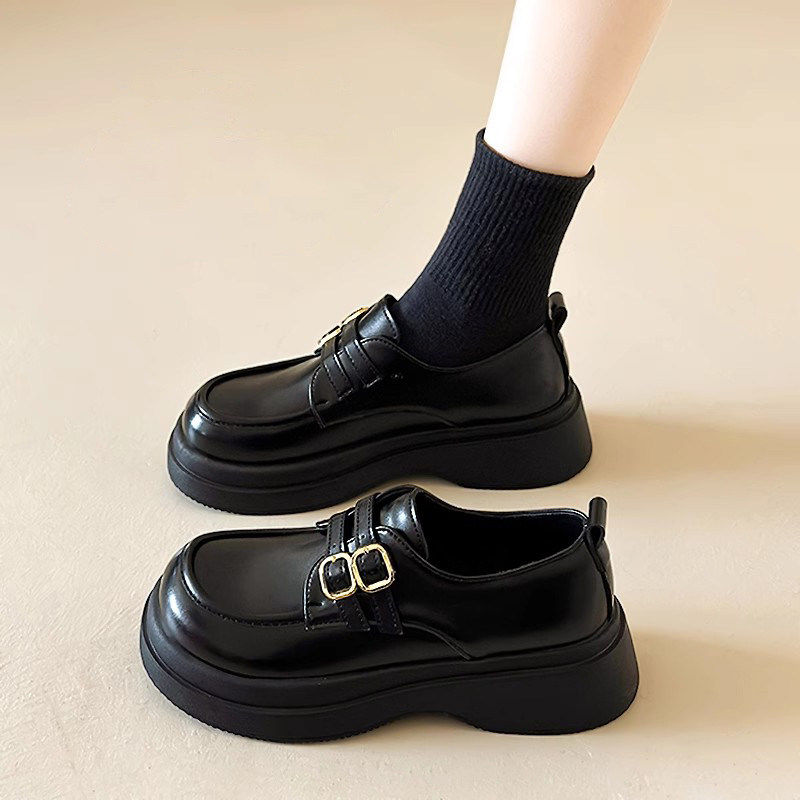 英伦风乐福鞋女2025新款秋冬一脚蹬jk玛丽珍鞋厚底增高通勤小皮鞋