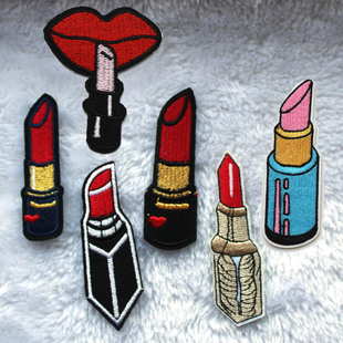 朋克红嘴唇口红红唇提包袋布贴衣服补丁A201diy牛仔衣服裤 子贴