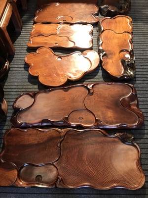 整块茶盘长方形缅甸花梨红木中式