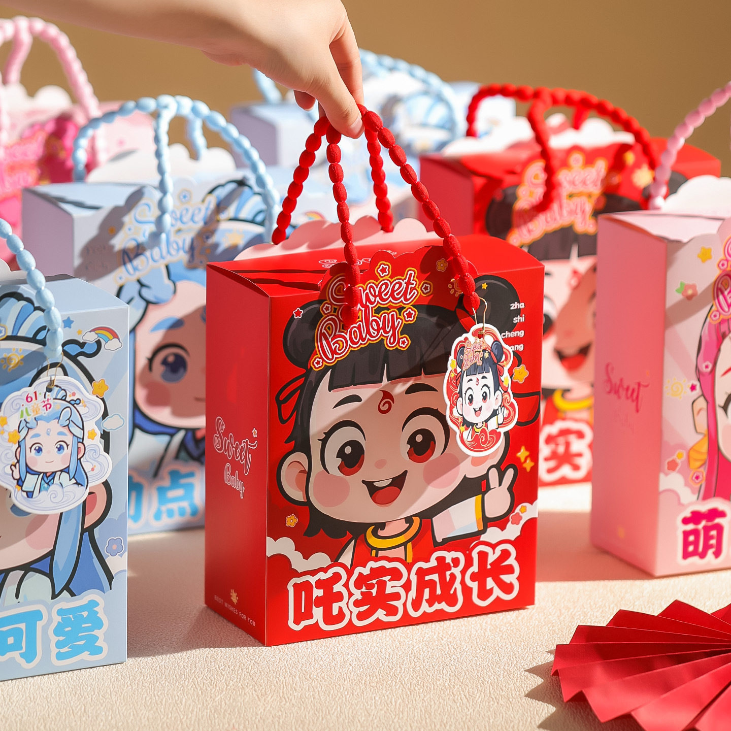 哪吒敖丙喜糖盒子儿童手提袋生日