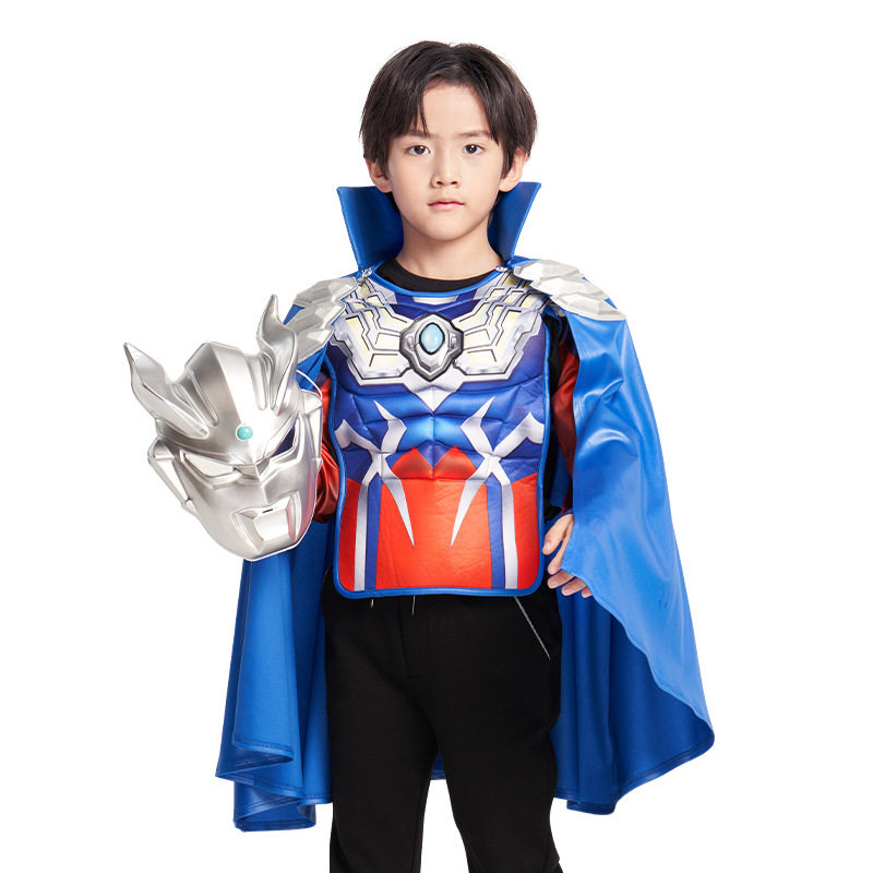 奥特曼赛罗披风立体面具套装男童发光胸灯外套装扮酷炫COS演出服