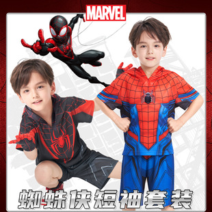 蜘蛛侠衣服钢铁侠T恤儿童角色扮演男童cos套装幼儿园毕业演出服