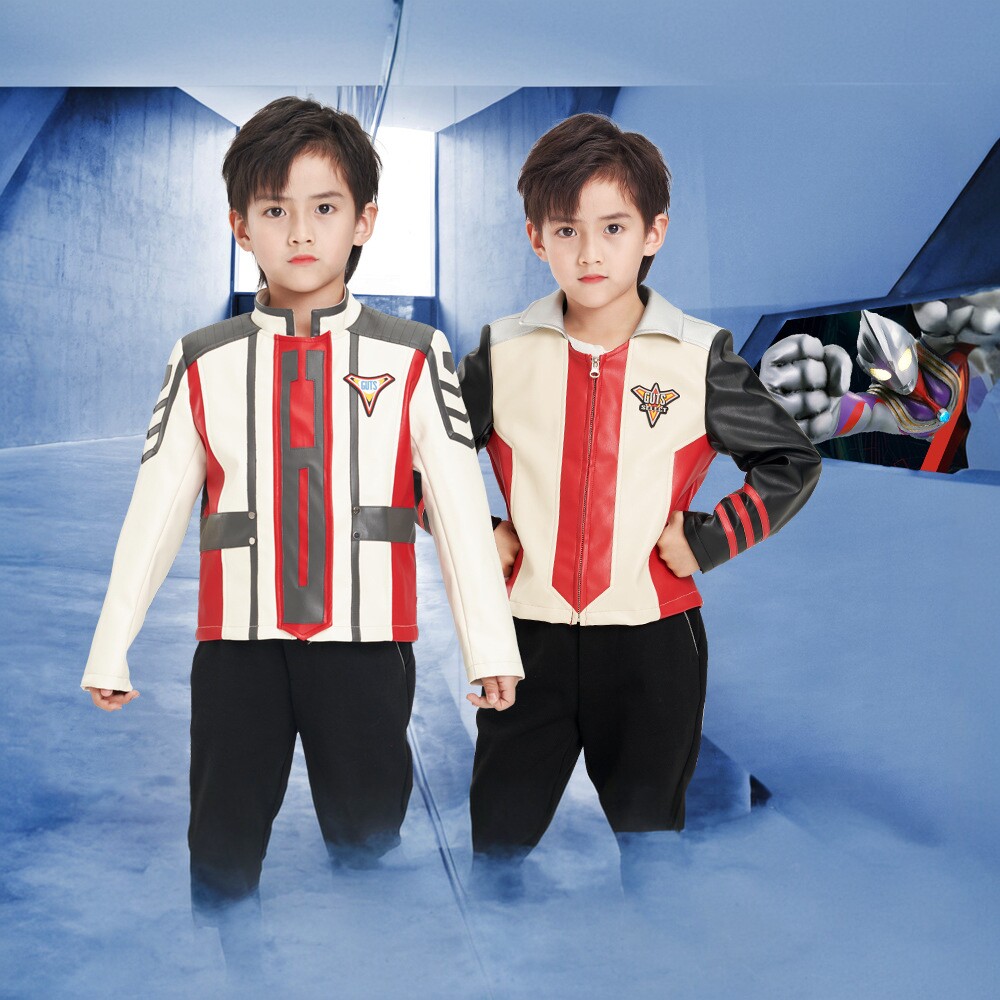 奥特曼衣服迪迦胜利队队服儿童皮夹克外套特利迦精英连体服套装潮