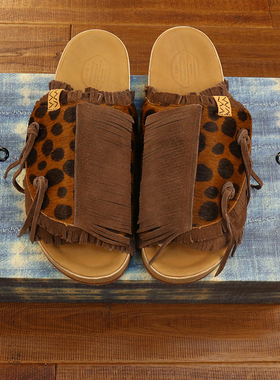 visvim uncle gui26ss新款马毛拼接时尚百搭流苏麂皮网红男女拖鞋