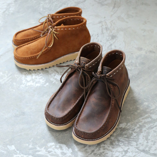 visvim uncle gui复古增高羚羊皮厚底袋鼠鞋爆裂纹手工固特异男靴