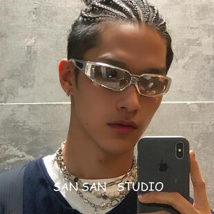 科技感银色墨镜高级感个性潮流防晒防紫外线时尚户外运动太阳眼镜
