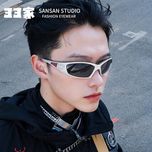 未来科技感飞行员骑行墨镜ins网红街拍运动Y2K太阳眼镜辣妹潮男女