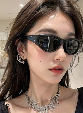 jennie同款猫眼gm墨镜骑行黑色网红款方圆脸显瘦偏光大框太阳镜潮