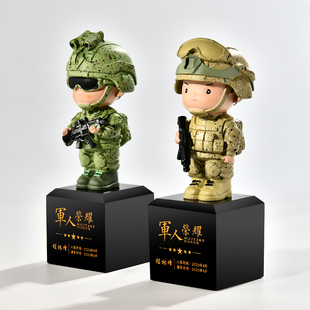 退伍军人纪念品送战友老兵哥男女生定制摆件创意新兵入伍礼物留念