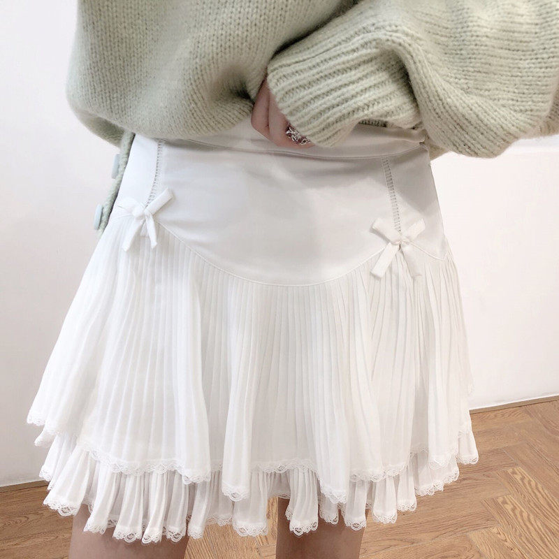 洛丽塔lolita百搭高腰蕾丝双层百褶防走光短裙裤 （内衬为南瓜裤|ruв категории Женская одежда, юбка - от Buy2taobao.com для оказания профессиональной услуги покупки агента Taobao