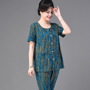 胖子奶奶两件套装 200斤胖妈妈夏装 超肥特大 加肥加大码 中老年女装